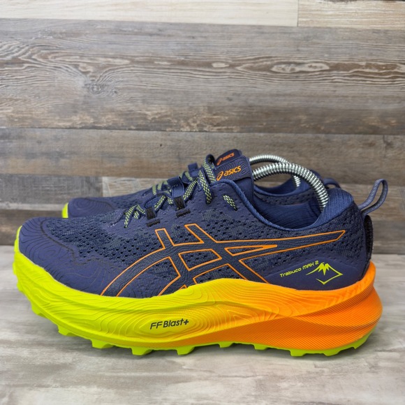 Asics Trabuco Max 2 Mens Size 9 Trail Running Shoes Navy Orange 1011B606 EUC - Picture 2 of 16
